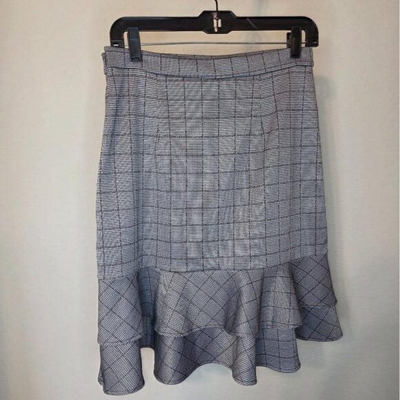 Banana Republic Womens Black & White Houndstooth Ruffle Hem Skirt Size 4 - Picture 7 of 8